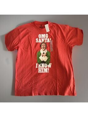 NWT OMG SANTA ELF Movie Will Ferrell Buddy Red Short Sleeve Tee Sz 2X ADULT B9